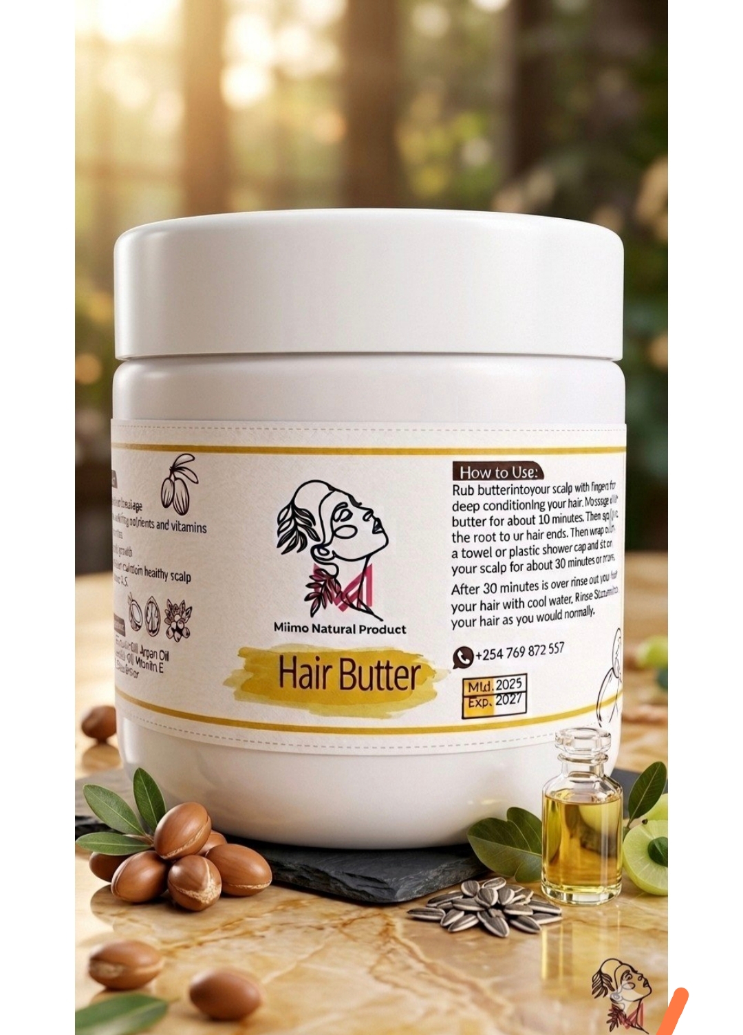 Natural hair care products Kenya — hair butter and oils